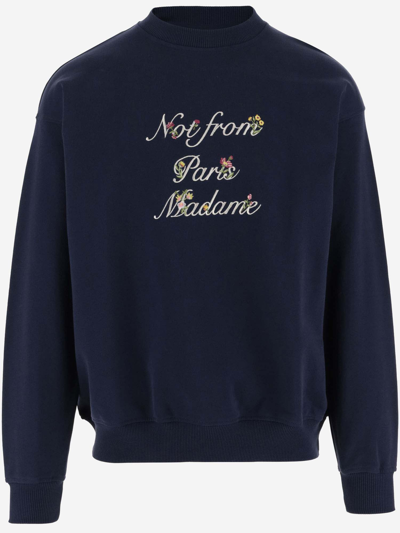 Shop Drôle De Monsieur Logo Cotton Sweatshirt In Blue