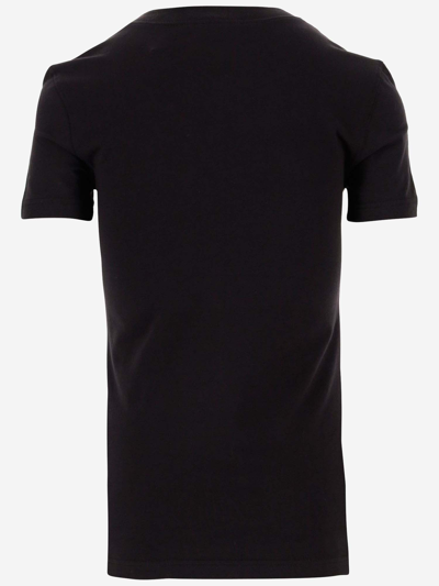 Shop Versace Jeans Couture Stretch Cotton T-shirt With Logo In Black