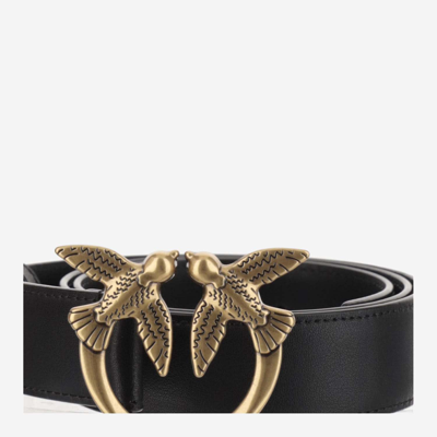Shop Pinko Love Birds Leather Belt In Black
