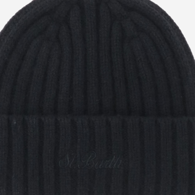 Shop Mc2 Saint Barth Wool Beanie With Logo In Black
