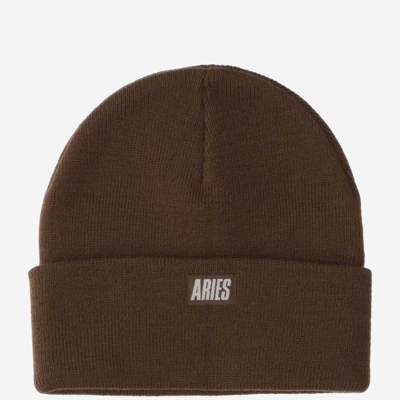 Shop Aries Embroidered Beanie In Brown