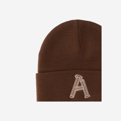 Shop Aries Embroidered Beanie In Brown