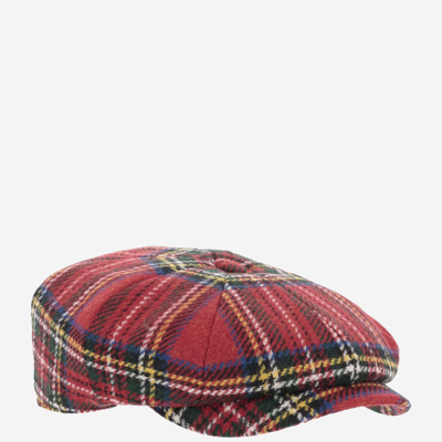 Shop Stetson Wool Cap With Check Pattern In Red