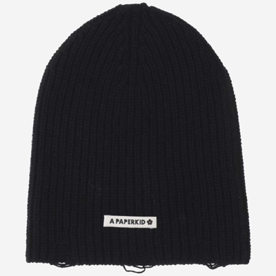 Shop A Paper Kid Wool And Cashmere Beanie In Black