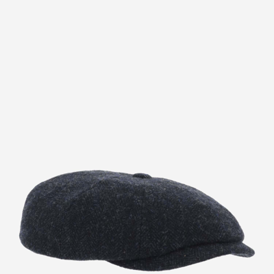 Shop Stetson Tweed Wool Cap In Litgh Blue
