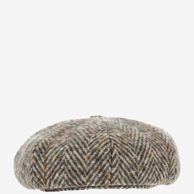 Shop Stetson Wool Tweed Cap In Olive/beige