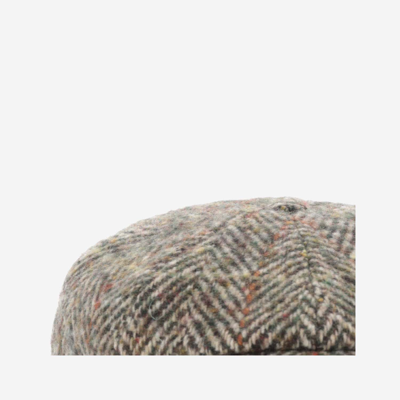 Shop Stetson Wool Tweed Cap In Olive/beige
