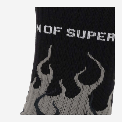 Shop Vision Of Super Cotton Blend Flames Socks In Black