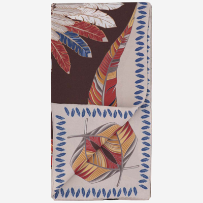 Shop Franco Ferrari Silk Scarf With Feather Print In Red