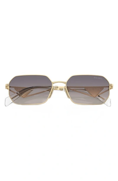 Prada 58mm Rectangular Sunglasses In Blue Mirror/ Gold