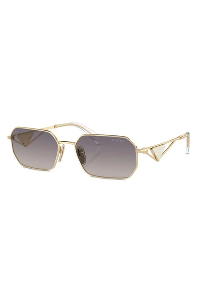 Prada 58mm Rectangular Sunglasses In Blue Mirror/ Gold