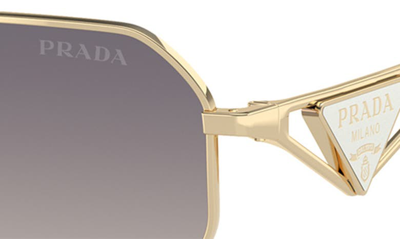 Prada 58mm Rectangular Sunglasses In Blue Mirror/ Gold