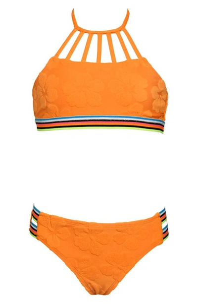 Shop Hobie Kids' Terry Cloth Two-piece Swimsuit In Orangeade