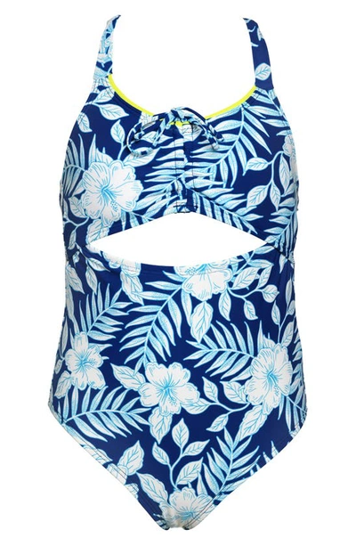 Shop Hobie Kids' Lei Cutout One-piece Swimsuit In Sailor Blue