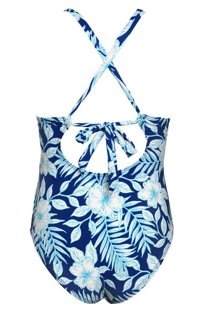 Shop Hobie Kids' Lei Cutout One-piece Swimsuit In Sailor Blue