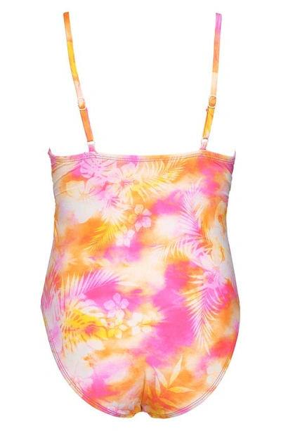 Shop Hobie Kids' Beach Tie Dye Cutout One-piece Swimsuit In Knockout Pink