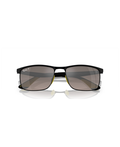 Ray Ban Unisex Polarized Sunglasses, Mirror Gradient Rb3726m In Black On Black