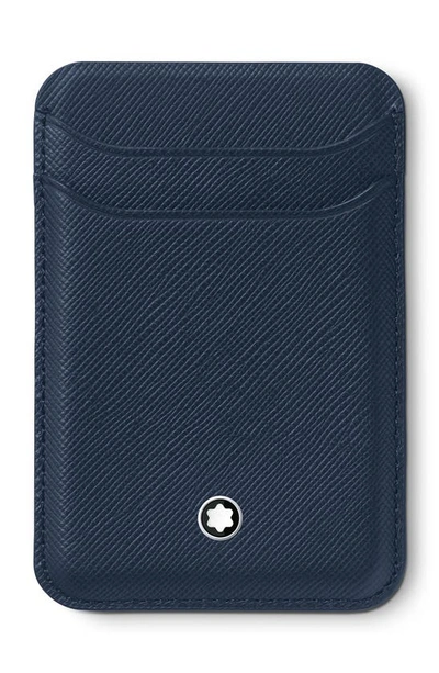 Shop Montblanc Sartorial Leather Card Case In Blue