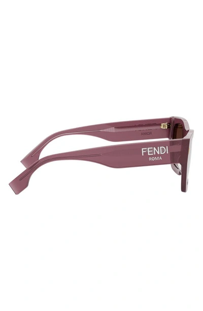 Shop Fendi Roma Rectangular Sunglasses In Shiny Violet / Brown