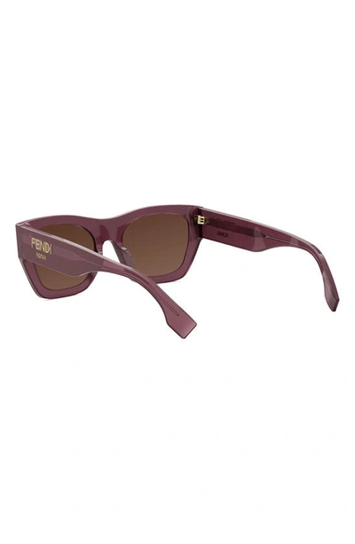 Shop Fendi Roma Rectangular Sunglasses In Shiny Violet / Brown