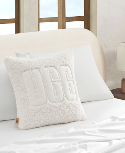 Shop Ugg Sawyer Logo Decorative Pillow, 20" X 20" In Snow
