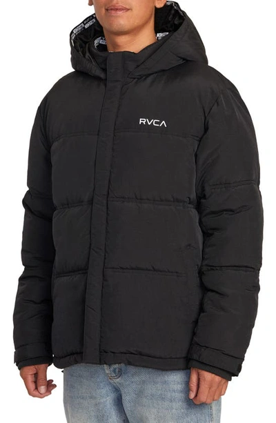 Shop Rvca Balance Water Repellent Puffer Jacket In  Black