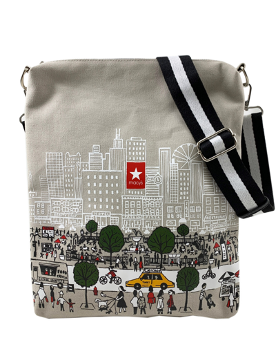 Shop Macy's Chicago Crossbody Canvas Bag With Silver Hardware, Created For  In Gray