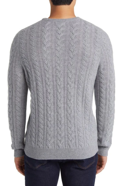 Shop Nordstrom Cable Knit Cashmere Crewneck Sweater In Grey Heather