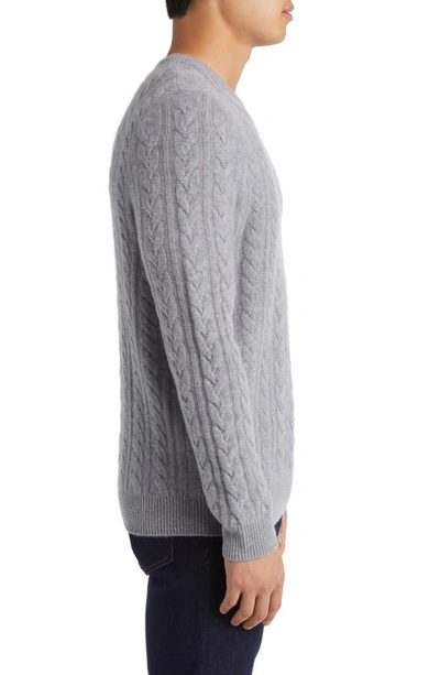 Shop Nordstrom Cable Knit Cashmere Crewneck Sweater In Grey Heather