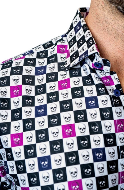 Maceoo Fibonacci Skull Square Multi Button-up Shirt In Blue/purple Multi