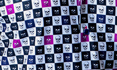 Maceoo Fibonacci Skull Square Multi Button-up Shirt In Blue/purple Multi