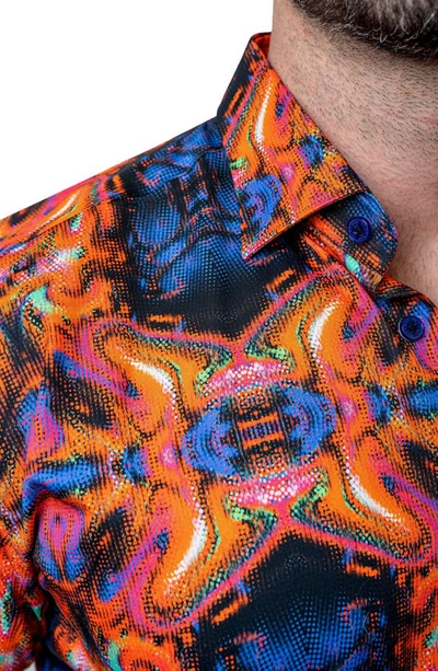 Maceoo Fibonacci Interstellar Multi Contemporary Fit Button-up Shirt In Orange Multi