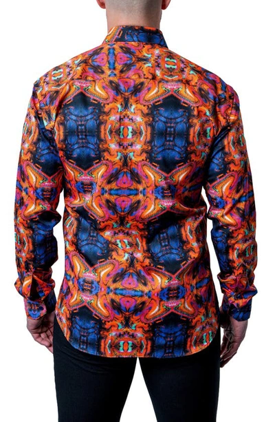 Maceoo Fibonacci Interstellar Multi Contemporary Fit Button-up Shirt In Orange Multi