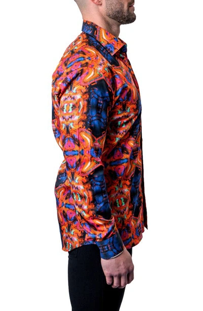 Maceoo Fibonacci Interstellar Multi Contemporary Fit Button-up Shirt In Orange Multi