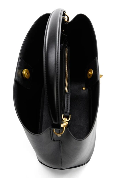 Shop Mango Padlock Faux Leather Shopper Bag In Black