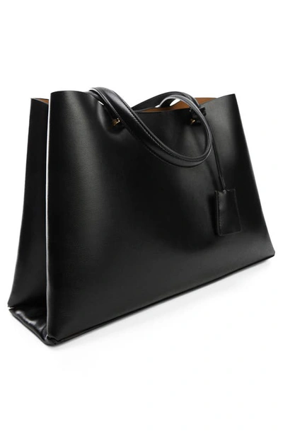 Mango Double Compartment Shopper Bag Black In Black