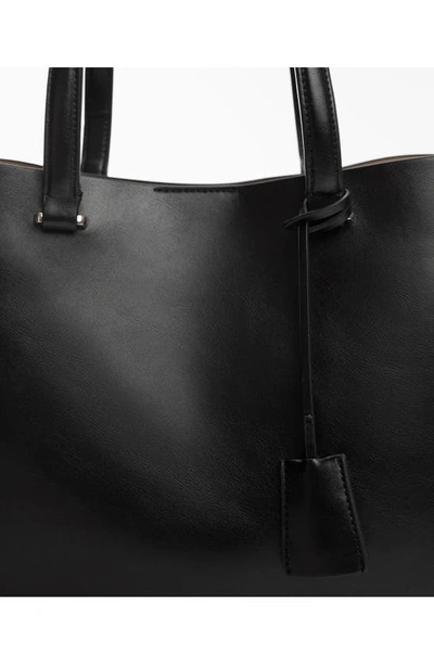 Mango Double Compartment Shopper Bag Black In Black