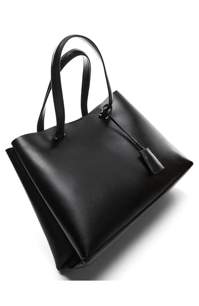 Shop Mango Double Compartment Shopper Bag In Black