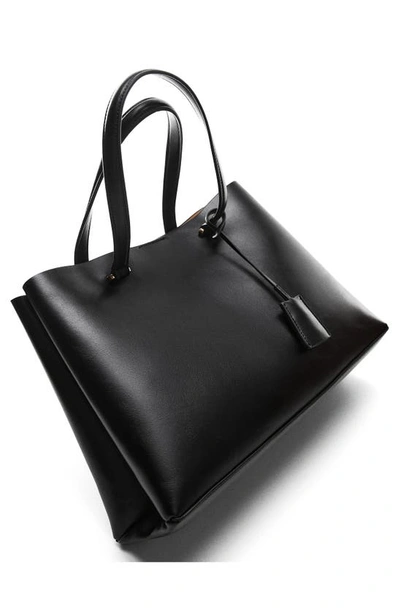 Mango Double Compartment Shopper Bag Black In Black