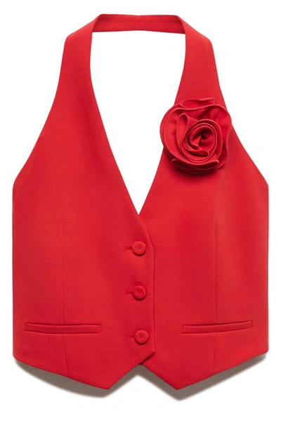 Shop Mango Rosette Halter Vest In Red