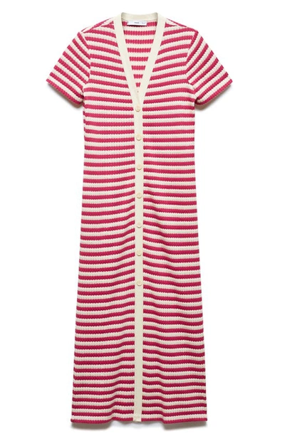 Shop Mango Stripe Jersey Sweater Dress In Fuchsia