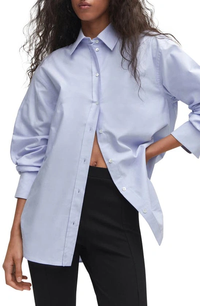 Mango Cotton Poplin Button-up Shirt In Sky Blue