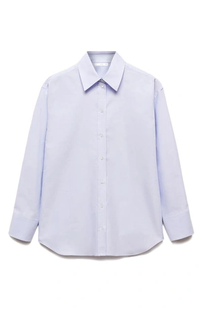Mango Cotton Poplin Button-up Shirt In Sky Blue