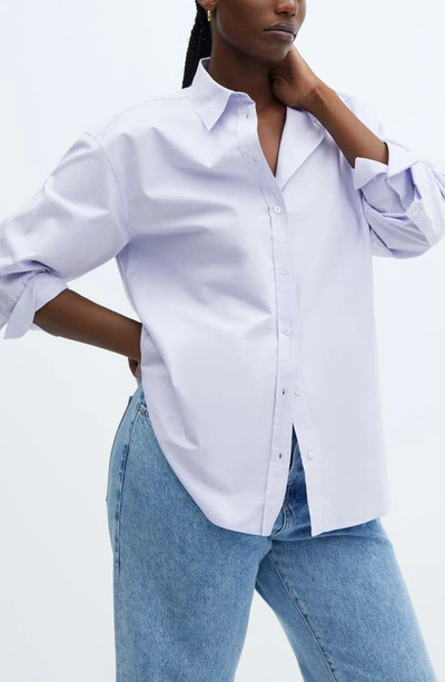 Mango Cotton Poplin Button-up Shirt In Sky Blue
