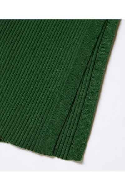 Shop Mango Long Sleeve Rib Sweater Dress In Green