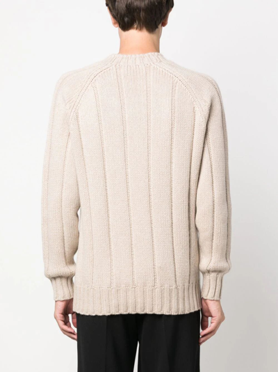 Shop Brunello Cucinelli Ribbed Crew Neck Sweater In Brown
