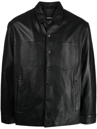 Shop Neil Barrett Boxy Front Nylon Pockets Leather Shirt In Black