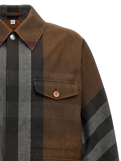 Shop Burberry Check Field Jacket In Brown