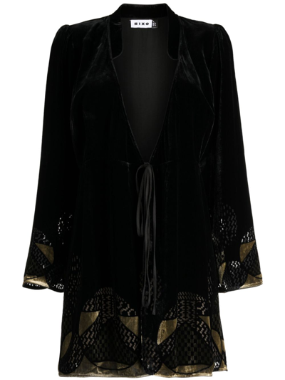 Shop Rixo London Black Iris Velvet Wrap Dress
