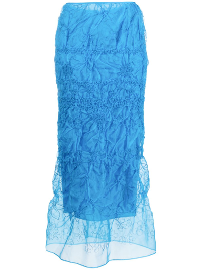 Shop Cecilie Bahnsen Universe Denali Embroidered Skirt - Women's - Cotton/silk/spandex/elastane/polyamidecupropolyester In Blau